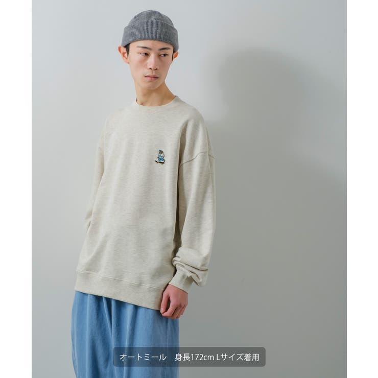 くまワンポイント刺しゅう スウェット トレーナー[品番