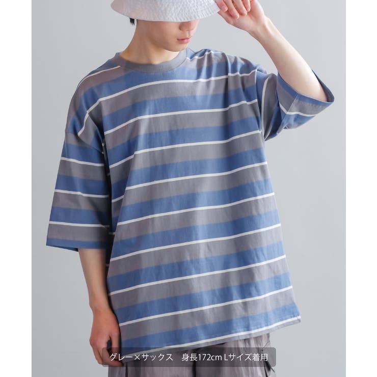 レトロチック ボーダー 半袖Tシャツ[品番：IP000005624]｜improves