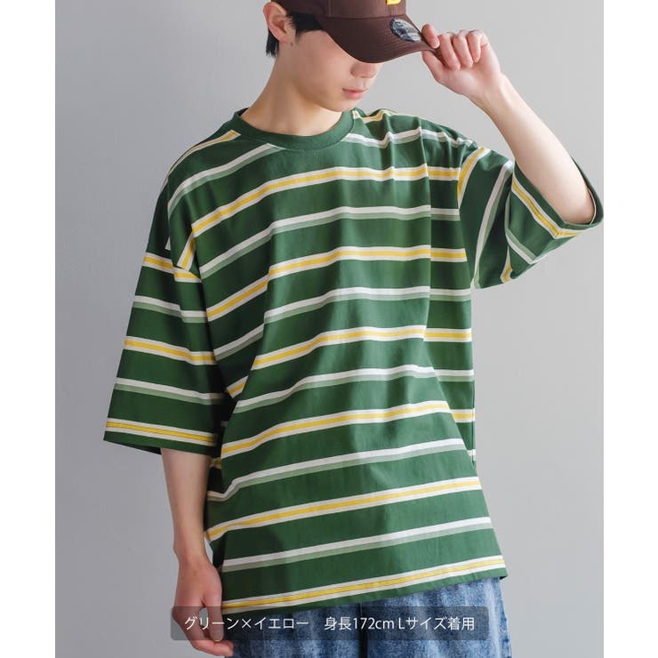 レトロチック ボーダー 半袖Tシャツ[品番：IP000005624]｜improves