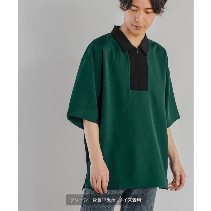 美品　PGG メンズ　ハーフジップ　半袖シャツ ハーフジップ 半袖 メンズ[品番：OCGW0003157]｜ONE 4 PREMIUM