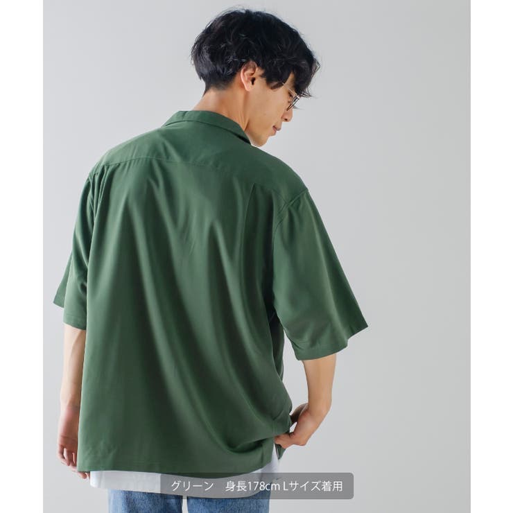 パネル切替 半袖 オープンカラーシャツ[品番：IP000005646]｜improves