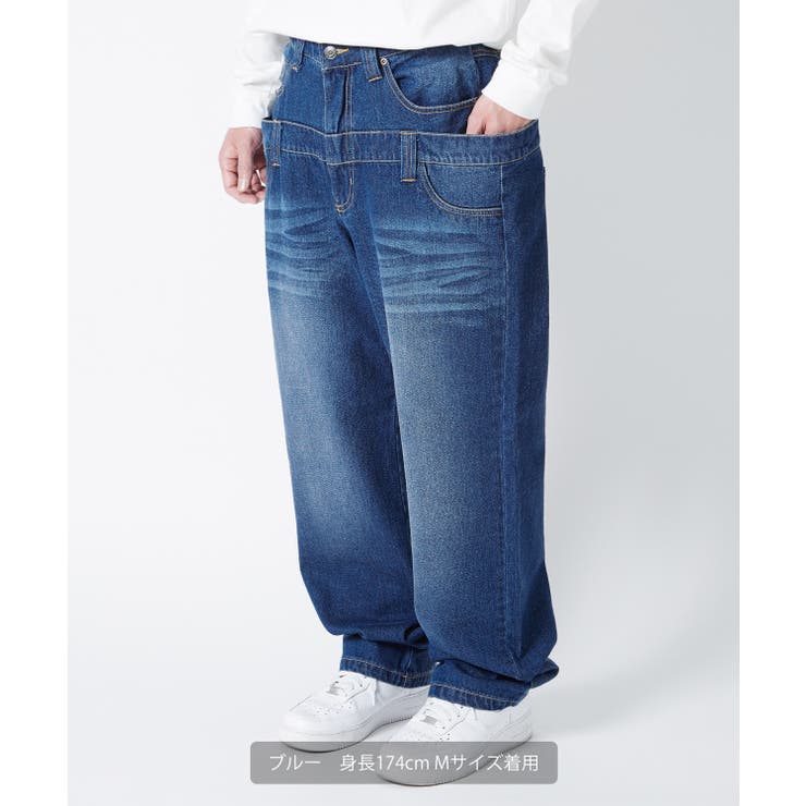 デニムパンツ メンズ ダブルウエスト[品番：IP000005906