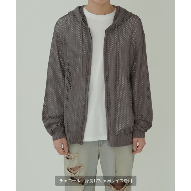 ニットパーカー メンズ メッシュニット[品番:IP000006427 ニットパーカー メンズ メッシュニット[品番:IP000006427