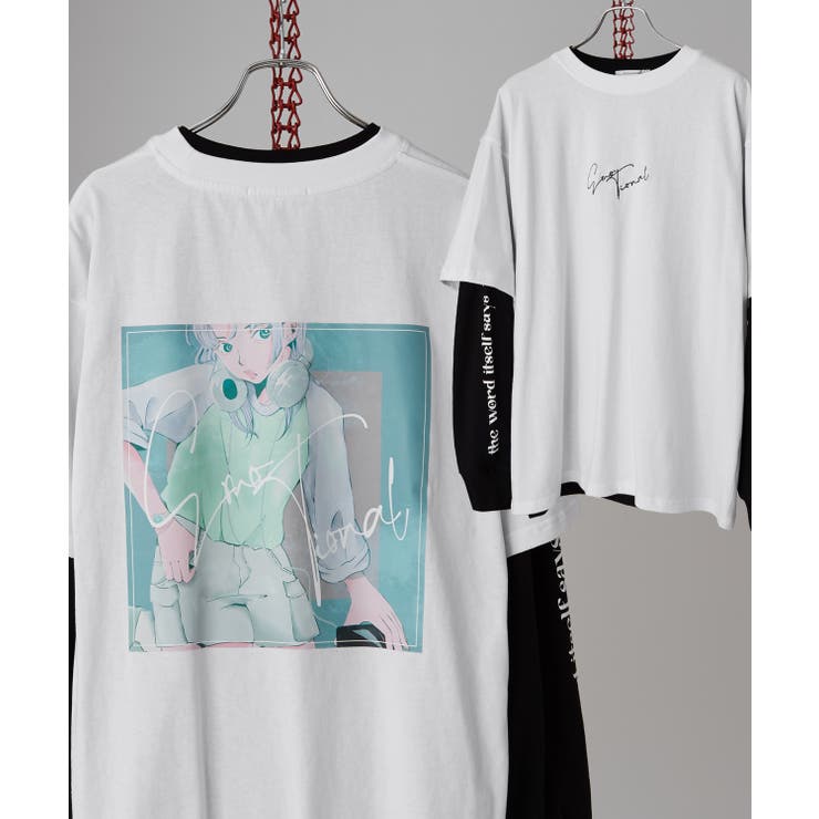 ホワイト×ブラック | Tシャツ メンズ 重ね着 | improves