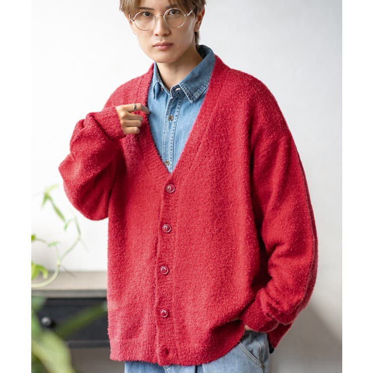 レッド | カーディガン メンズ フェザーヤーン | improves