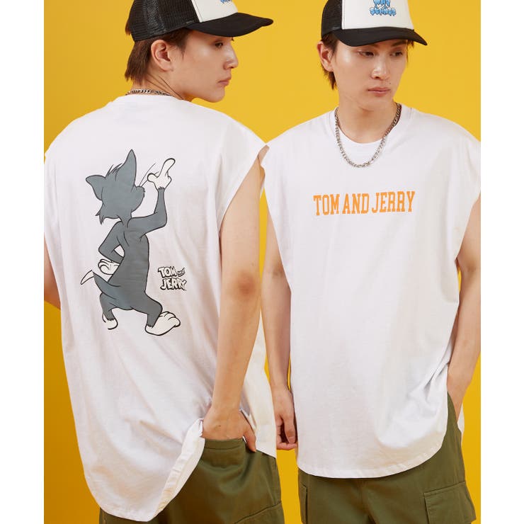 Ｂ-ホワイト | ノースリーブTシャツ メンズ TOM&JERRY | improves