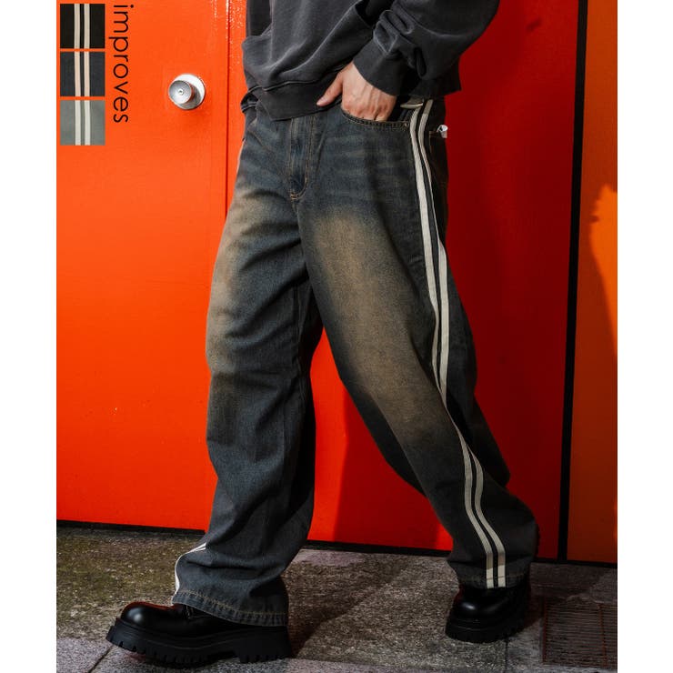 デニムパンツ メンズ サイドライン | improves | 詳細画像1 
