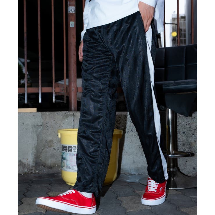 ブラック×ホワイト | トラックパンツ メンズ ラインパンツ | improves