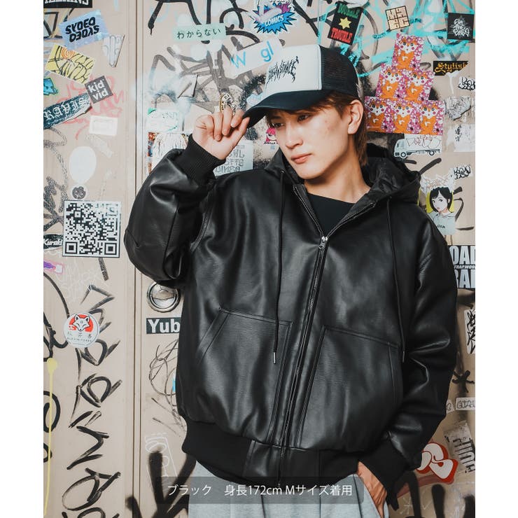 パーカー メンズ フェイクレザー | improves | 詳細画像3 