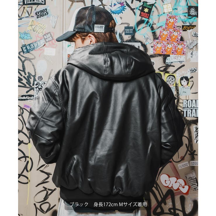 パーカー メンズ フェイクレザー | improves | 詳細画像4 