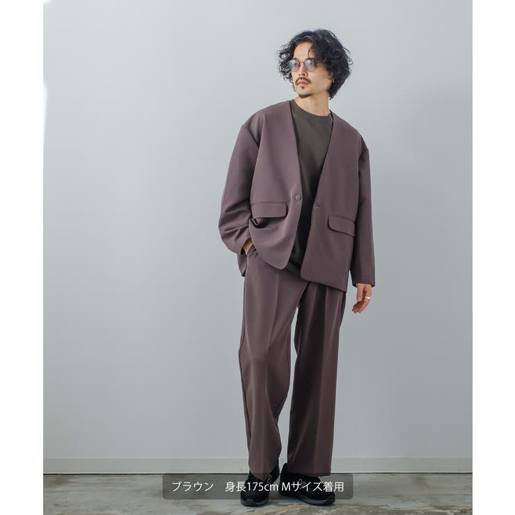 ストレッチ ノーカラージャケット メンズ[品番：IP000005542