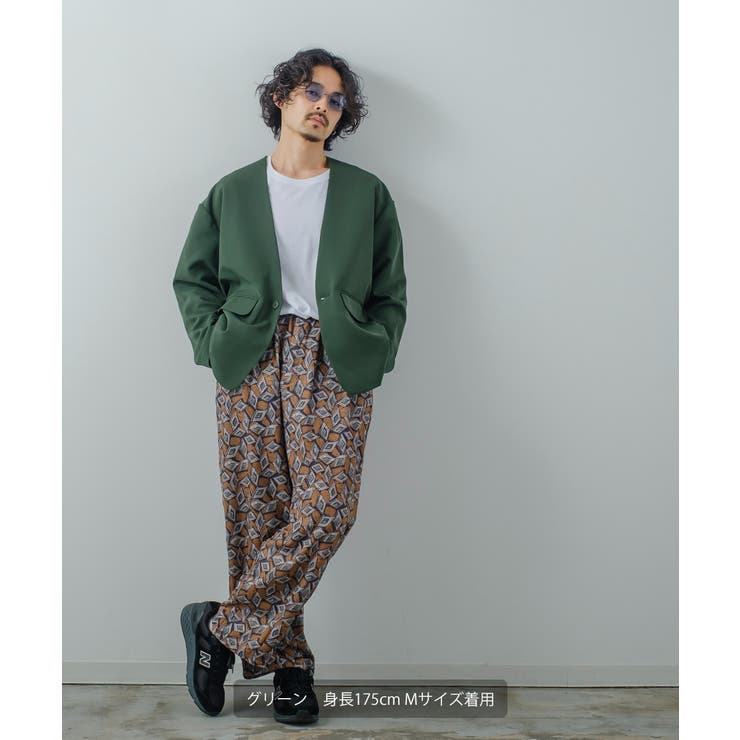 ストレッチ ノーカラージャケット メンズ[品番：IP000005542