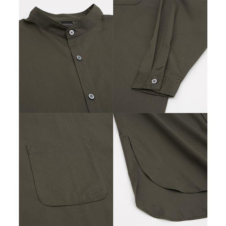 バンドカラー 超歓迎 ロング丈シャツ メンズ シャツ