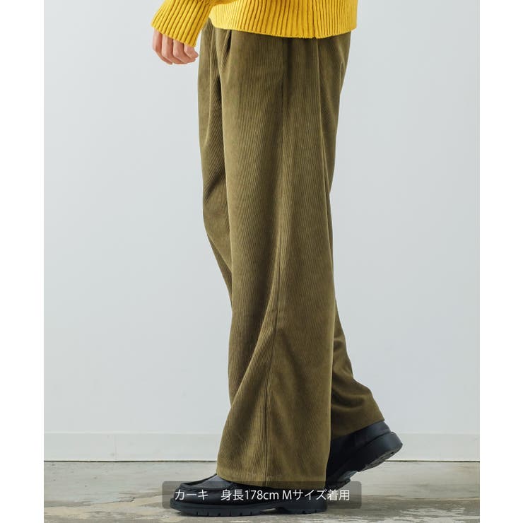 専用です　パドカレ　コーデュロイパンツ　ワイドパンツ　カーキ パドカレ コーデュロイパンツ ワイドパンツ カーキ （パドカレ
