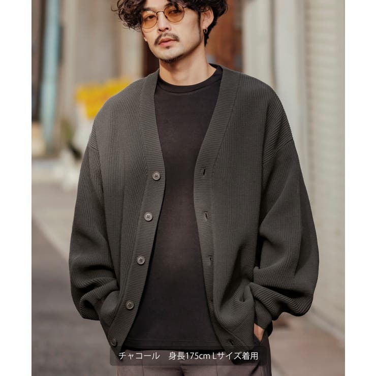 メンズカーディガン☆visvim カーディガン メンズ ニットカーディガン Vネック オーバー