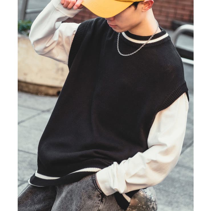 ブラック | ニットベスト メンズ NULL | improves