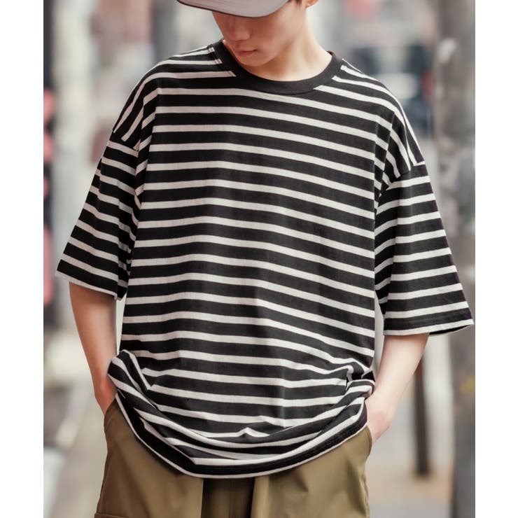 ブラック×オフホワイト | 半袖Tシャツ メンズ クルーネック | improves