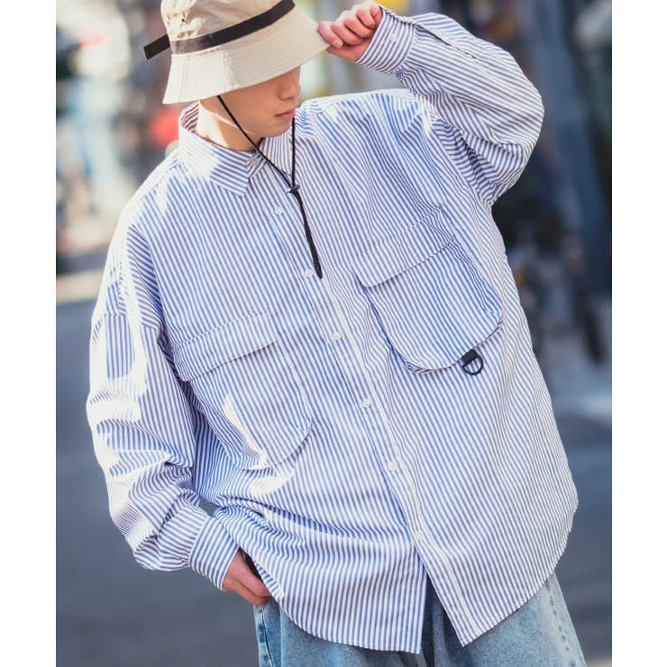 A‐ブルー×ホワイト | 長袖シャツ メンズ NULL | improves