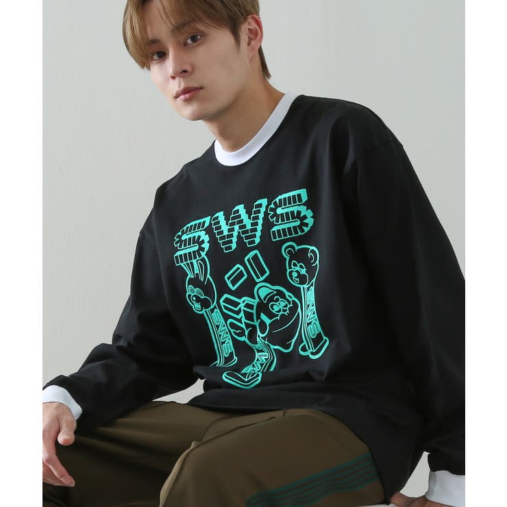 ブラック×ホワイト | 長袖Tシャツ メンズ SIDEWAY | improves