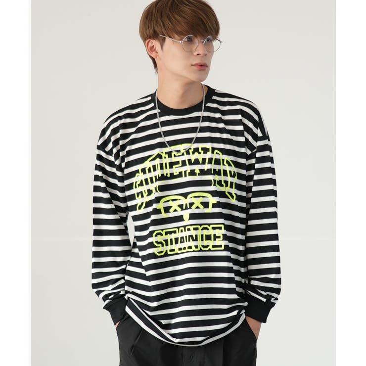 ブラック×オフホワイト | 長袖Tシャツ メンズ SIDEWAY | improves