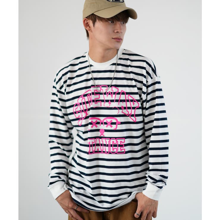 オフホワイト×ネイビー | 長袖Tシャツ メンズ SIDEWAY | improves