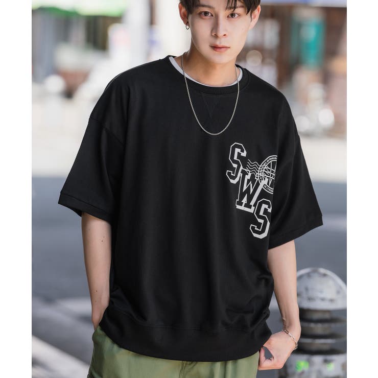 ブラック | 半袖トレーナーシャツ メンズ SIDEWAY | improves