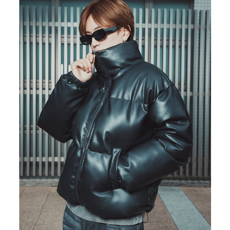 ブラック | ダウンジャケット メンズ シンセティックレザー | improves