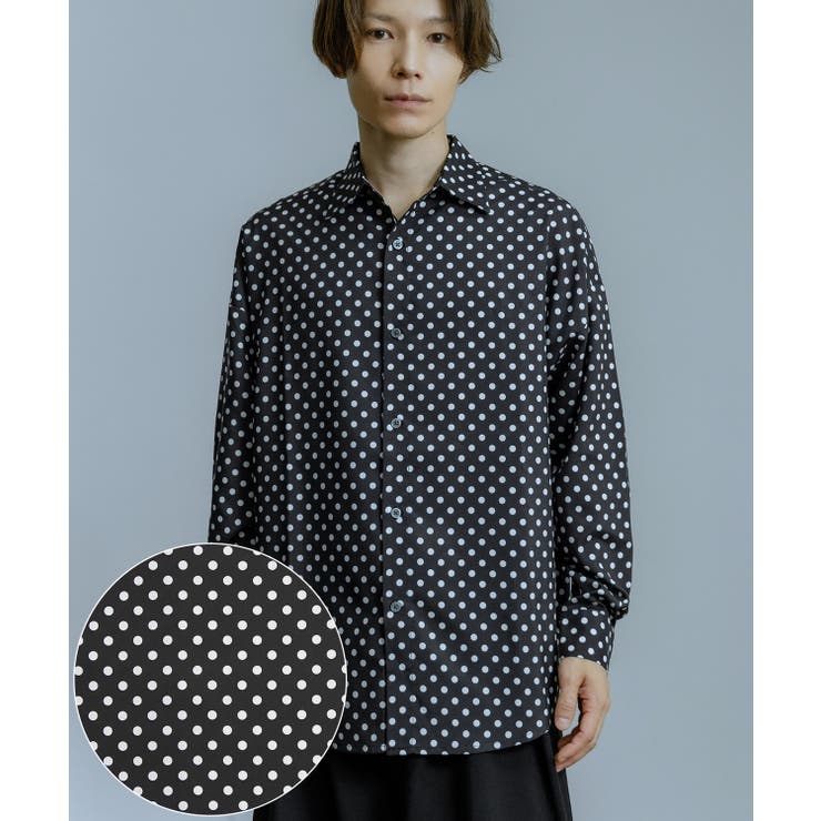 Ａ-ブラック | 長袖レギュラーシャツ メンズ ドット | improves