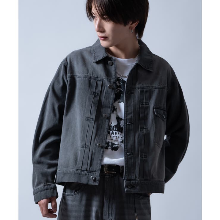 ウォッシュドブラック | デニムジャケット メンズ ショート丈 | improves