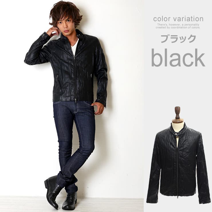 ライダースジャケット メンズフェイクレザー シングル[品番