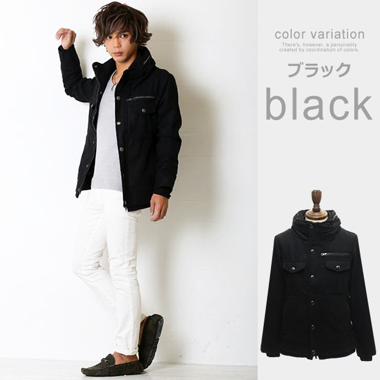 ミリタリージャケット メンズウール混 ボリュームネック | improves | 詳細画像5 