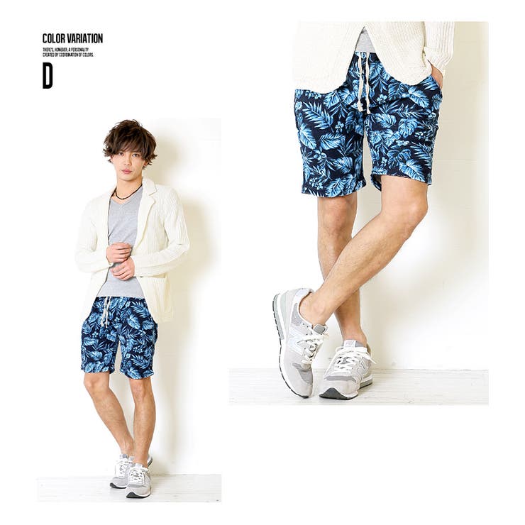 ハーフパンツ メンズパイル 花柄[品番：IP000002350]｜improves