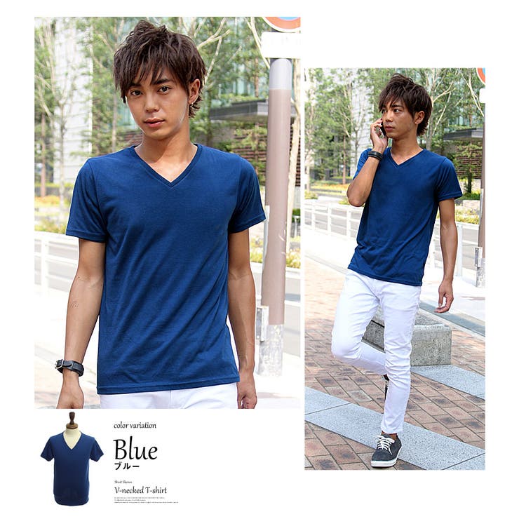 Tシャツ メンズ二枚重ね Vネック[品番：IP000002525]｜improves（イン