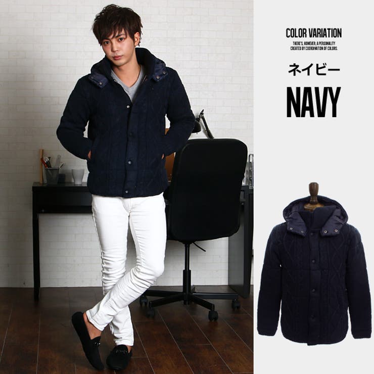 アウター メンズケーブルニット 中綿[品番：IP000002789]｜improves  