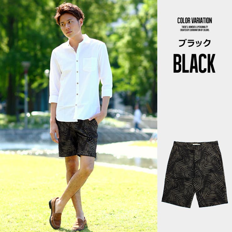 メンズファッション ハーフパンツ メンズボタニカル柄[品番