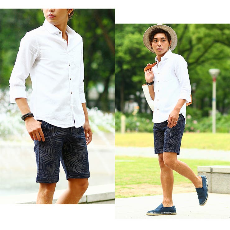 メンズファッション ハーフパンツ メンズボタニカル柄[品番 メンズファッション ハーフパンツ メンズボタニカル柄[品番