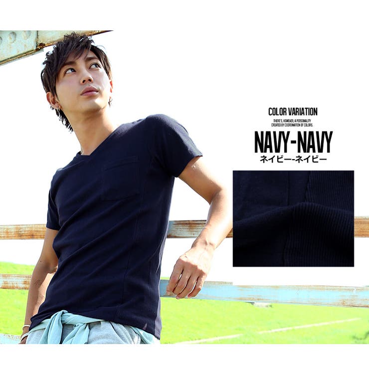 Tシャツ メンズ3D立体裁断 Vネック[品番：IP000003032]｜improves