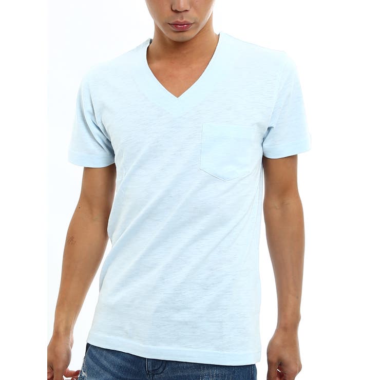 VネックTシャツ メンズコットンスラブVネックマルチパターンTシャツ