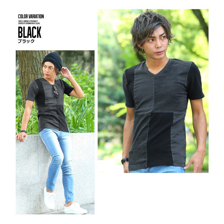 AULA ALA デニムパッチワーク Tシャツ DENIM LAYERED T-SHIRT — aulaaila