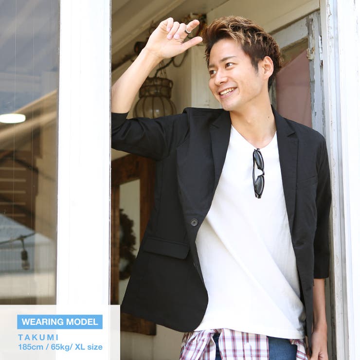 新品1PIU1UGUALE3 RELAX シアサッカー テーラードジャケット黒S