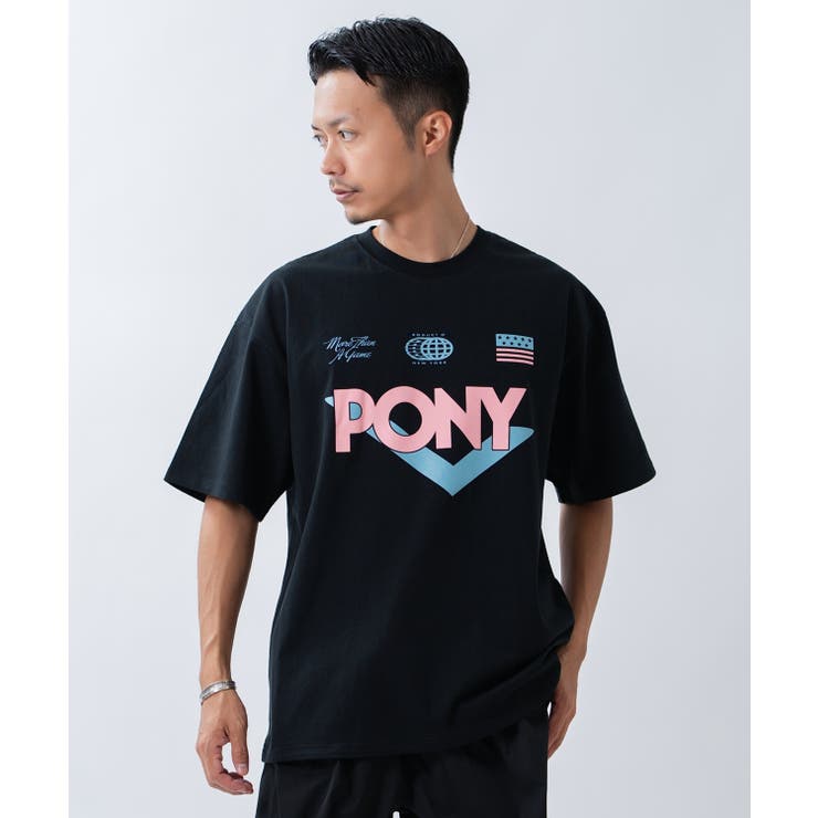 ブラック | 半袖Tシャツ メンズ PONY | improves