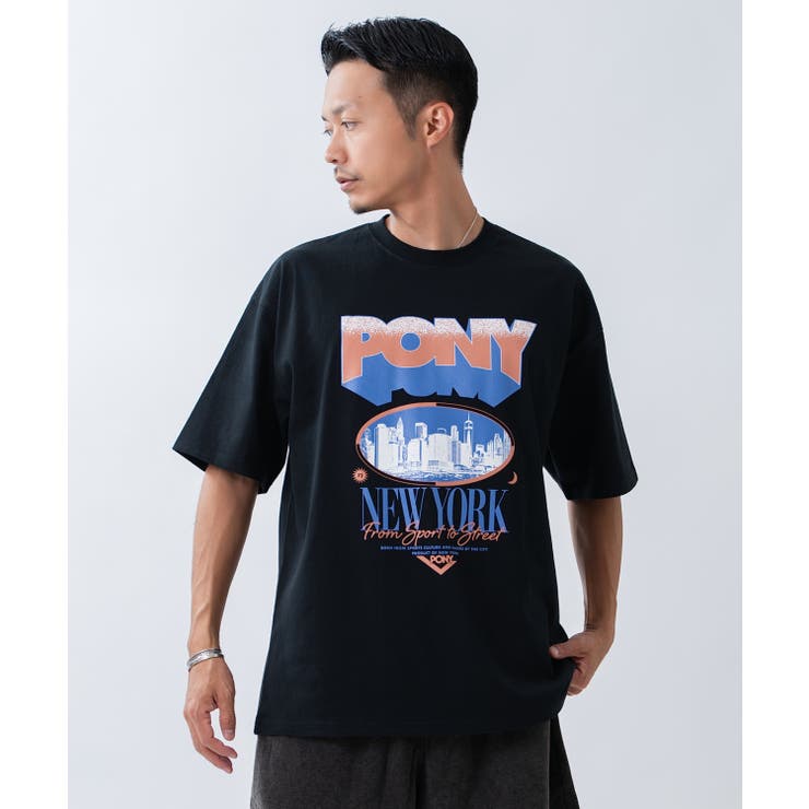 ブラック | 半袖Tシャツ メンズ PONY | improves