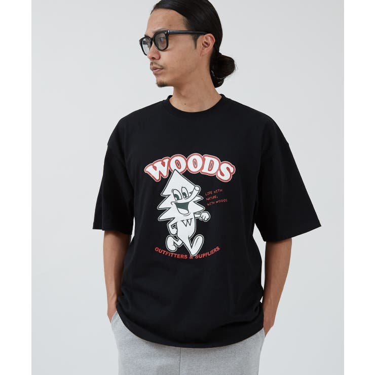 ブラック | 半袖Tシャツ メンズ WOODS別注 | improves