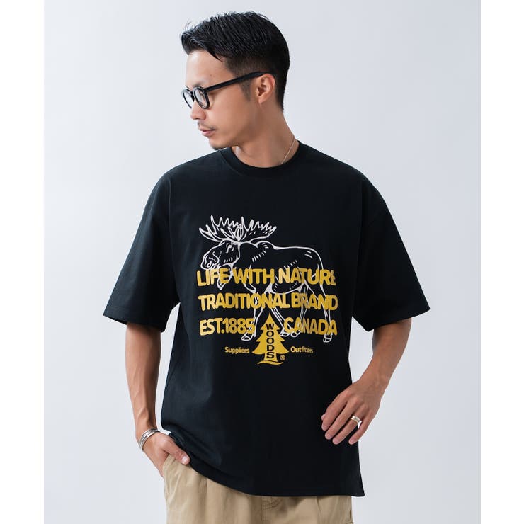 ブラック | 半袖Tシャツ メンズ WOODS別注 | improves