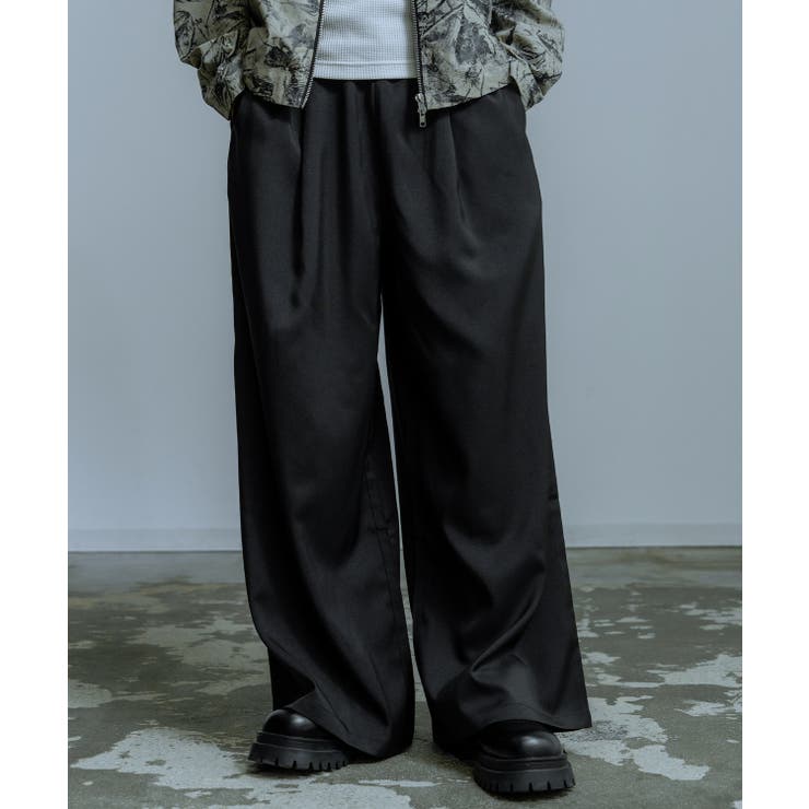 ブラック | スラックス メンズ ワイドパンツ | improves