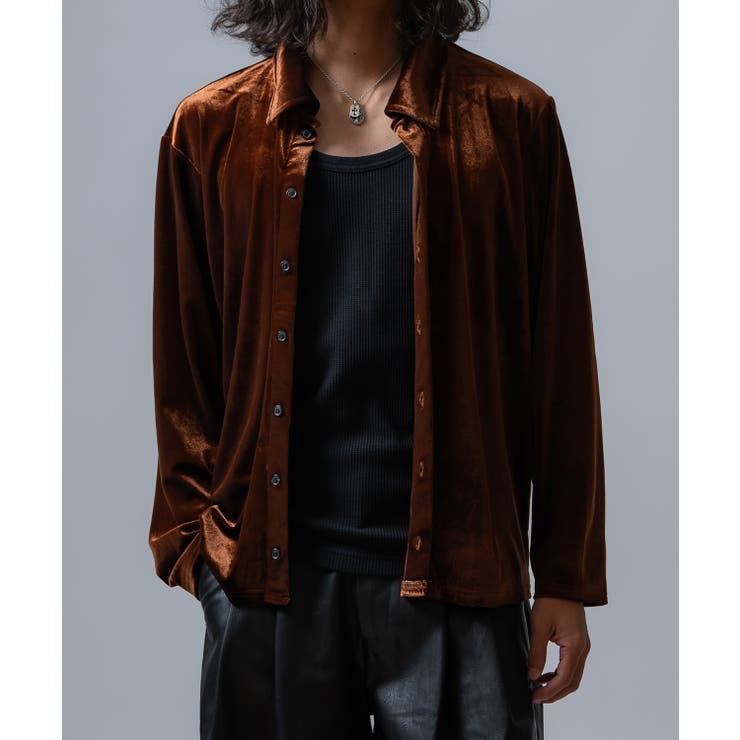 ダークブラウン | シャツ メンズ ベロア素材 | improves