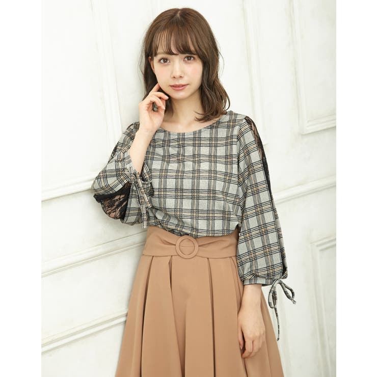チェック袖割れレース／トップス[品番：INGW0003718]｜INGNI （イング