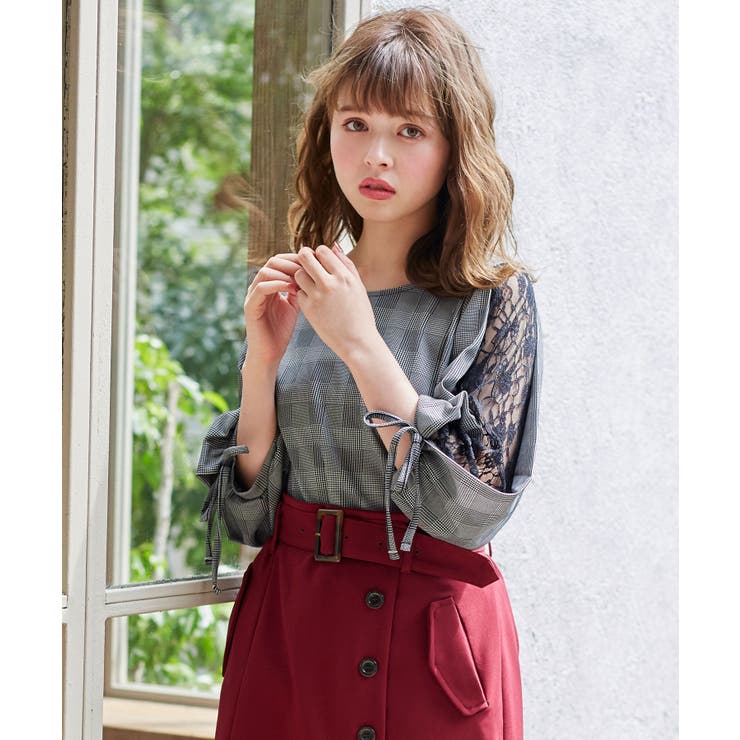 チェック袖割れレース／トップス[品番：INGW0003718]｜INGNI （イング