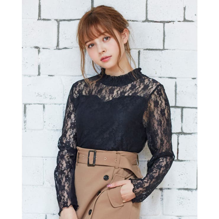 フラワーレース／ハイネックトップス長袖[品番：INGW0003931]｜INGNI