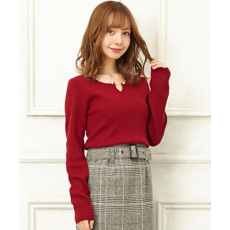 INGNI 新品 cancan 掲載商品 CanCam1月号掲載商品】パールピン付リブニット[品番